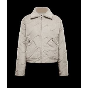 Womens small NIKE fur jacket SPORTSWEAR LOOSE PRINTED FAUX